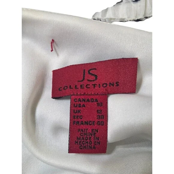 NWT JS Collection Black White Paneled Floral Bodycon Mini Dress Women's 10 E17.1 - Picture 11 of 12